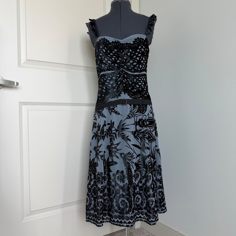 Deadstock Anthropologie Silk Velvet Burnout Drop Waist Romantic Dress